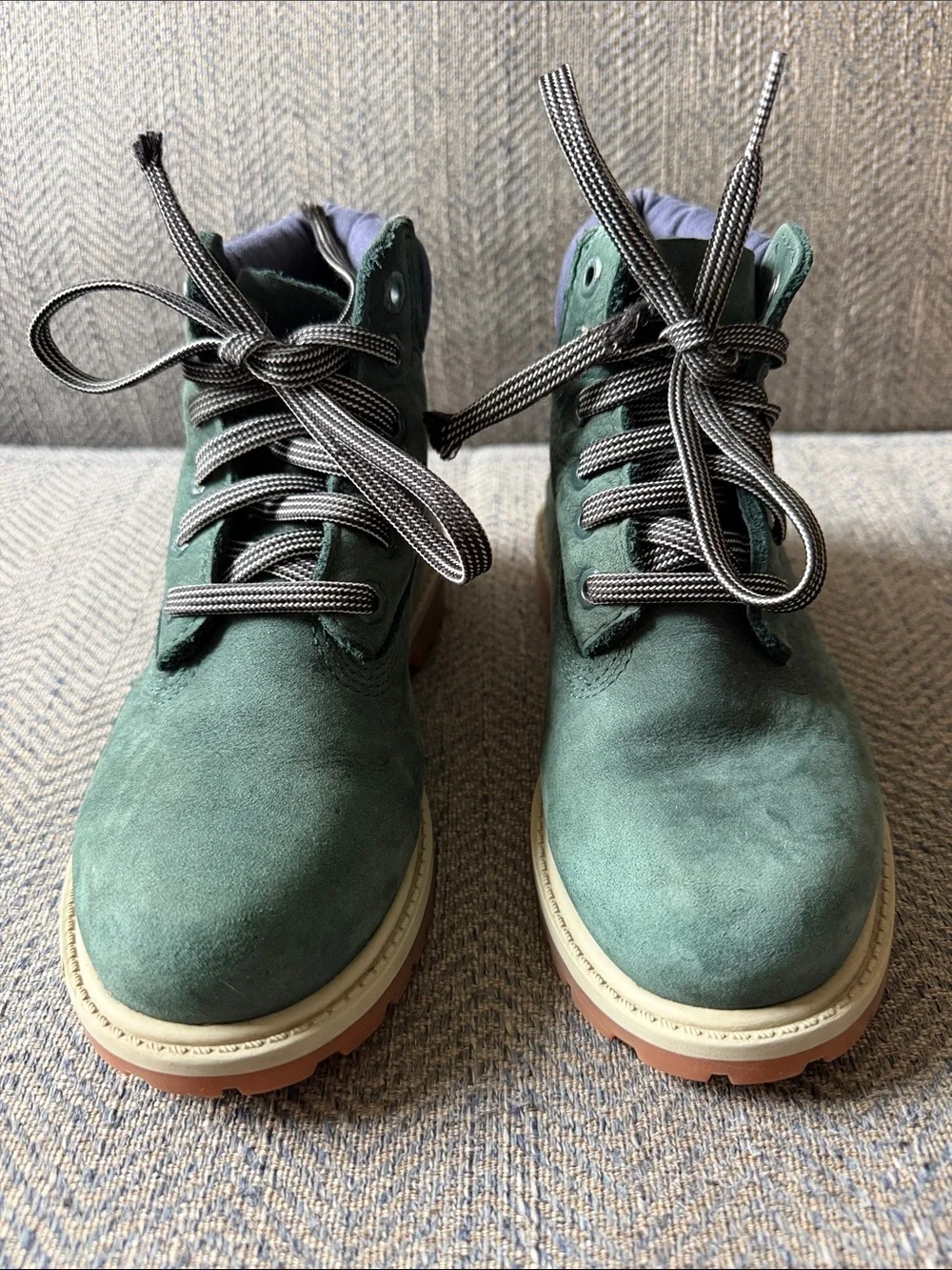 Youth Timberland® Premium 6-Inch Dark Green Nubuck Waterproof Boot Size: 13